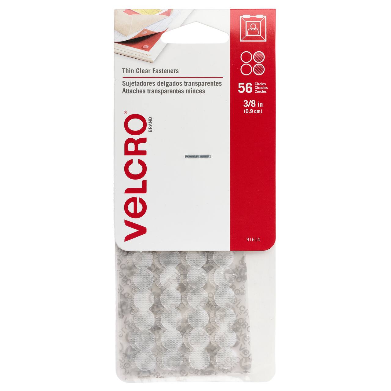 12 Packs: 56 ct. (672 total) VELCRO® Brand Thin Clear Fasteners